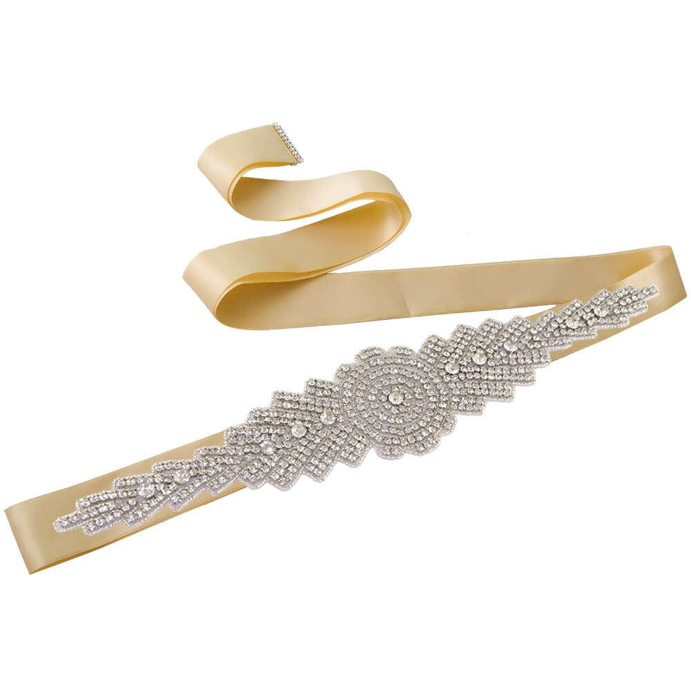 ZMS23 Wedding Dress Ivory Bride's Accessories Belt Bridemaid Brides Dresses Glitter Bridal Diamond Sash Women's Belts: champagne