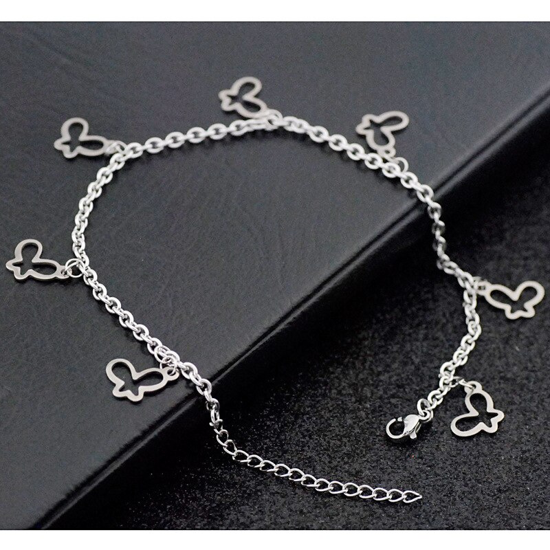 Tobillera bohemia de corazón de acero inoxidable para mujer, pulsera de tobillo de Color oro rosa, cadena de pierna, tobilleras ECG para tobillo, joyería para pie de playa: 10