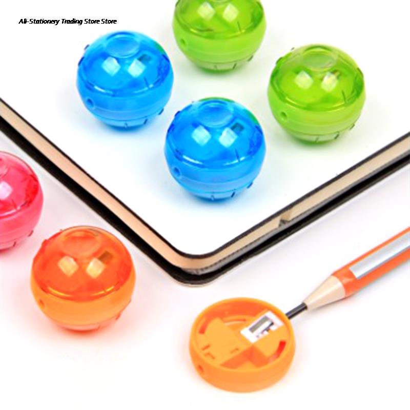 2pcs Cute Round Mini Pencil Lead Dedicated Sharpener Double Hole School Office Supply Kids Random Color