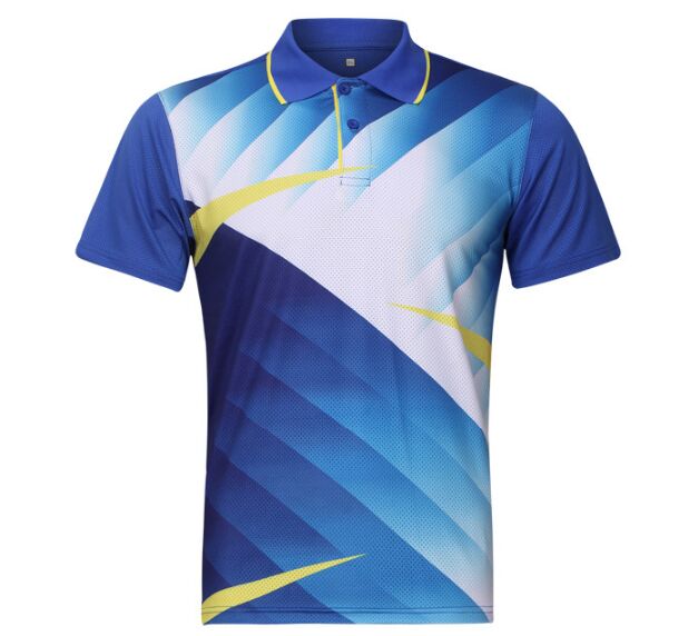 Snel Droog Badminton Tops Ademend High-End Concurrerende Niveau Mens T-shirts Sport Shirt Team Game Korte Mouwen T-shirts: Light blue / L