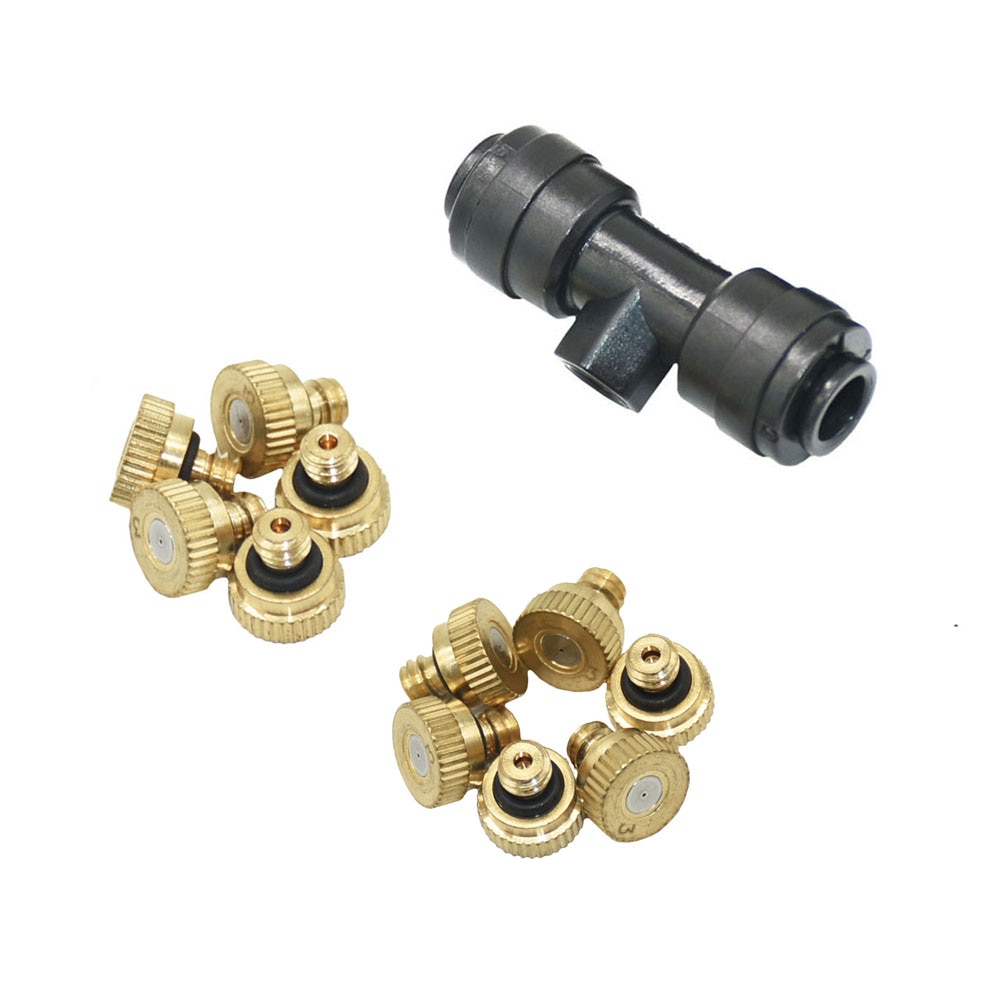 0.2/0.3/0.4/0.5/0.6mm dysze rozpylające z gwintem 3/16 cala dysze przeciwmgielne trójnik dla systemu chłodzenia mgłą patio układ chłodzenia na zewnątrz 5 sztuk