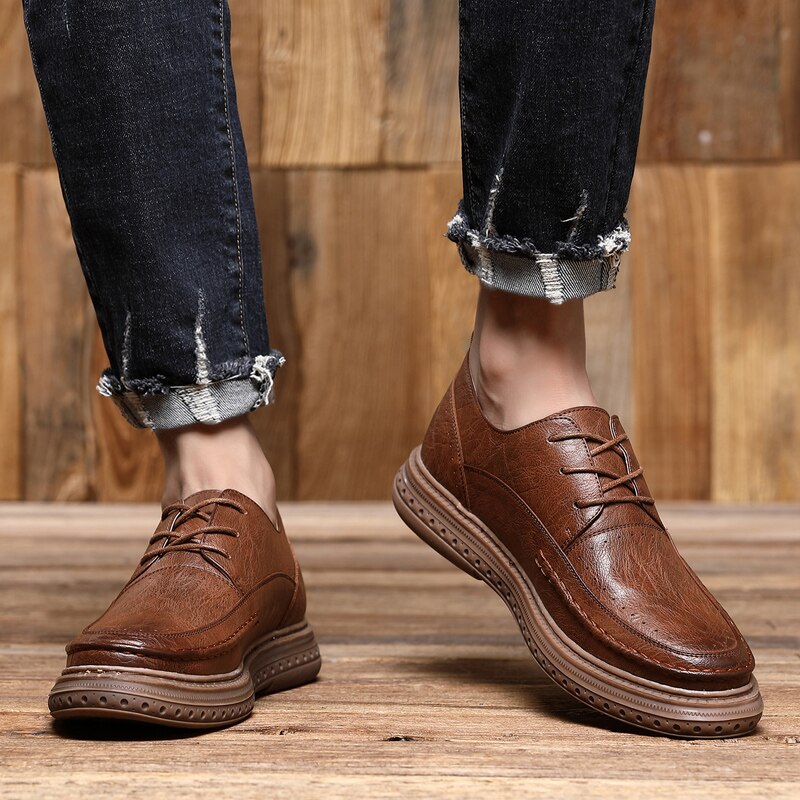 Italiaanse herenschoenen, veterschoenen, klassieke herenschoenen, leren herenschoenen, oxfords, waterdichte schoenen voor buiten, korte schoenen voor buiten