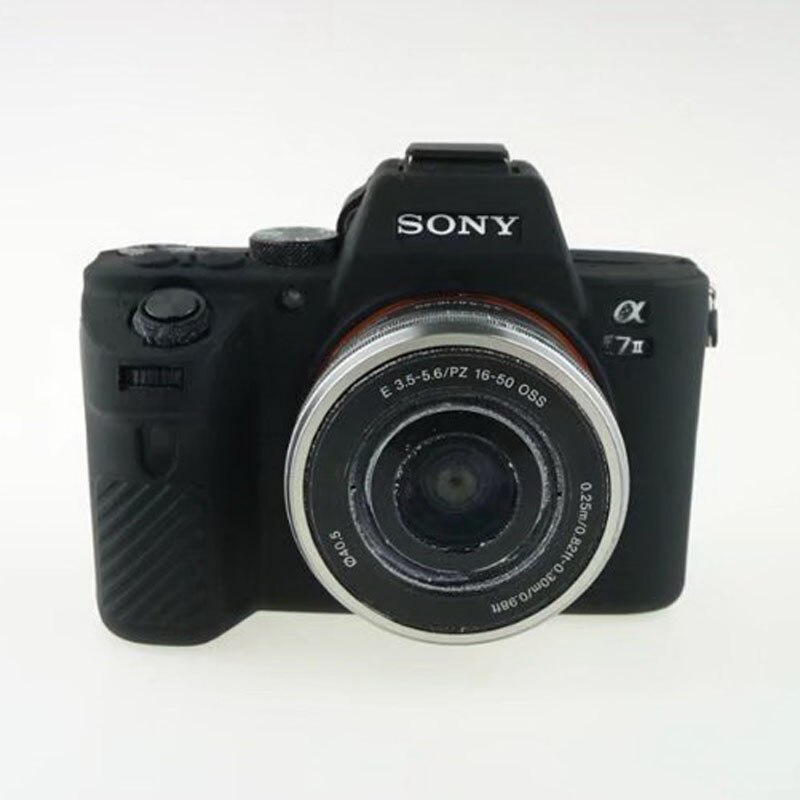 Funda de goma de silicona para cámara Sony Alpha A7 Mark II A72 A7II: Black
