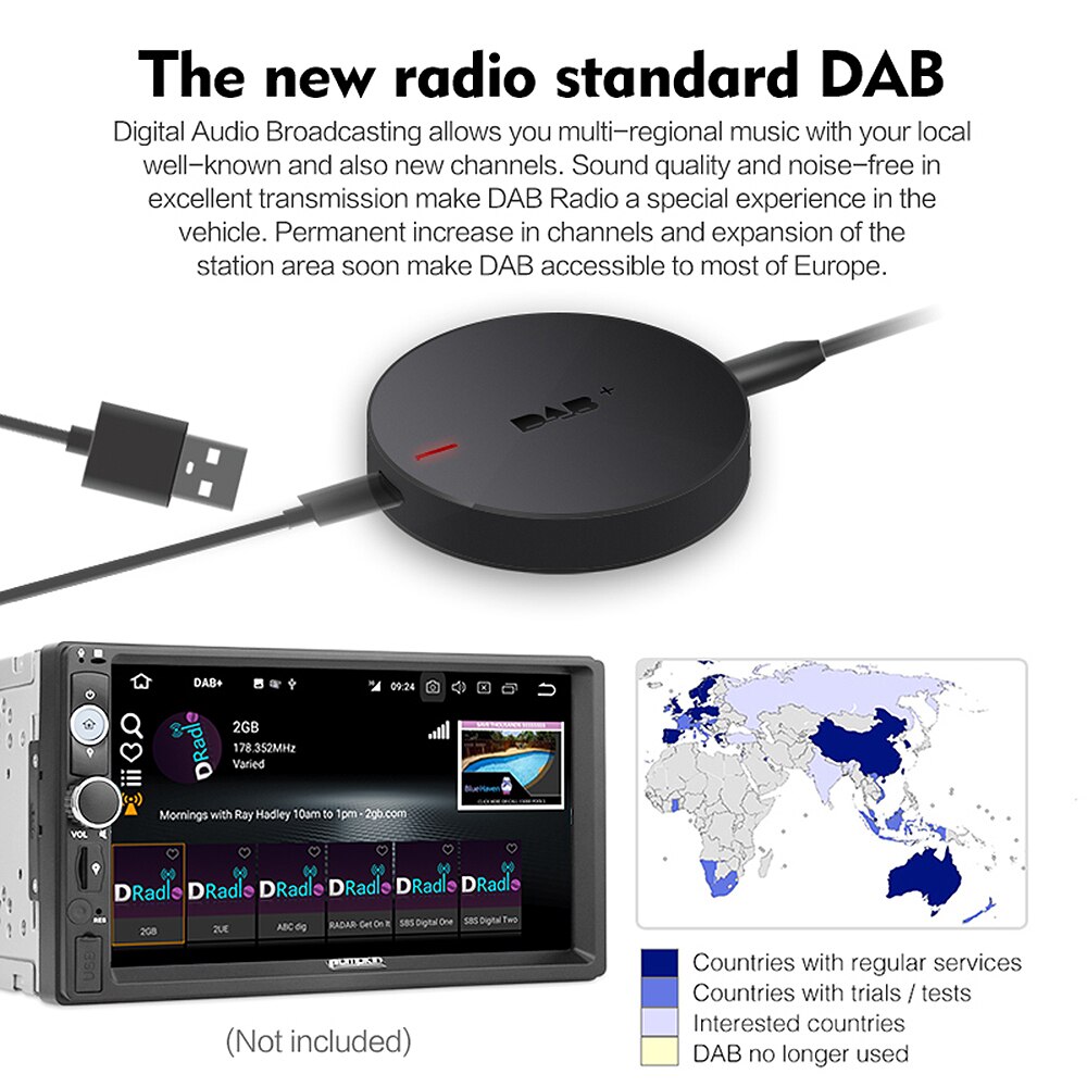 Dab + 008 Doos Auto Radio Digitale Audio Broadcasting Ontvanger Dab + Box Tuner Ontvanger Autoradio Voor Autoradio W/Versterkte Antenne