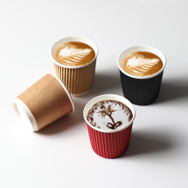 100pcs Double layer paper disposable coffee cup 100ml 4oz small thick dirnking papaer cups birthday party favors milk tea cup