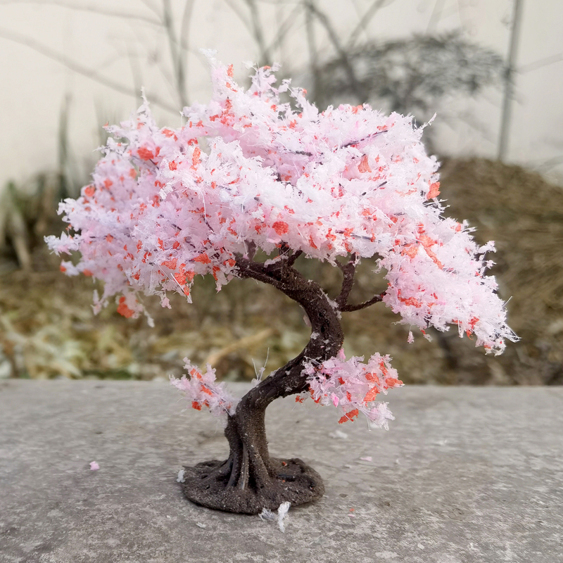 10-25cm simulation cherry blossom tree model flower tree Japanese doll house decor landscape animation garden scenery diorama: black