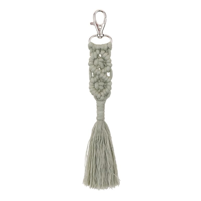 Kvast nøgleringe til kvinder børn boho nøgleholder nøglering macrame taske charme bil hængende smykker legetøj til venner: 23