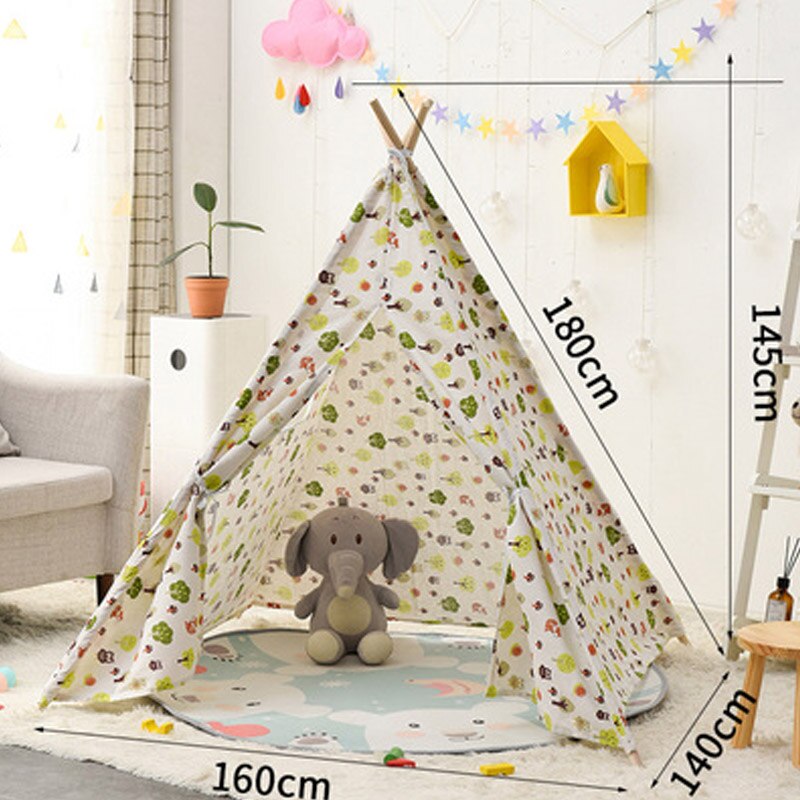 Play Tent Wigwam Child Toy Teepee Room Decoration Portable 1.8M Children's Tents Tipi Play House Kids Cotton Canvas Indian