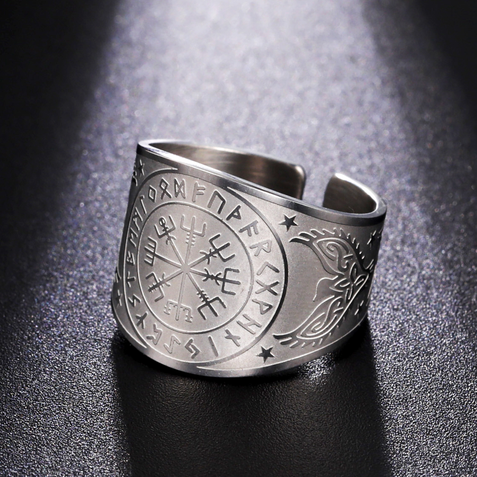 LIKGREAT-anillo Vegvisir con brújula vikinga, timón de Awe, runa nórdica, amuleto escandinavo, joyería de acero inoxidable, de Año