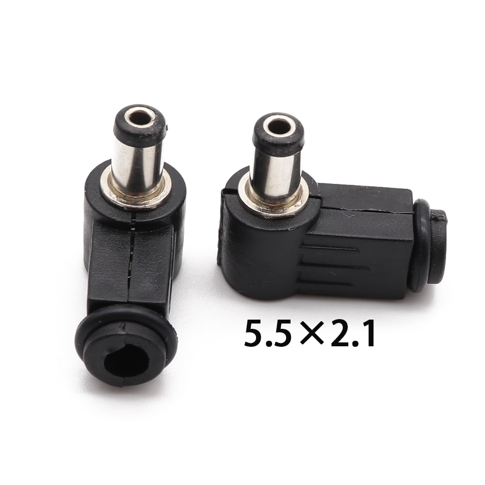 5Pcs Black 2.1mm x 5.5mm 2.5mm x 5.5mm DC Power Male Plug Jack Adapter 90 Degree Male 5.5*2.1 5.5*2.5 mm DC Power Plug Connector