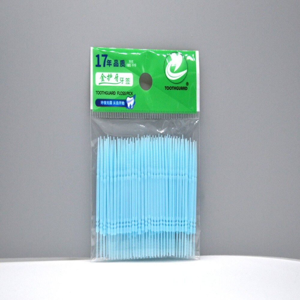 200PCS Disposable Double Head Plastic Tooth Floss Hygiene Dental Floss Interdental Toothpick Healthy for Teeth Cleaning