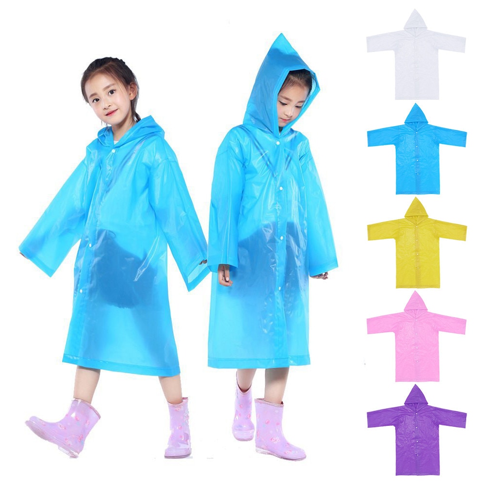 1PC Portable Reusable Raincoats Children Rain Ponchos For 6-12 Years Old Cartoon Raincoat Kids Children Windproof Rain Coat