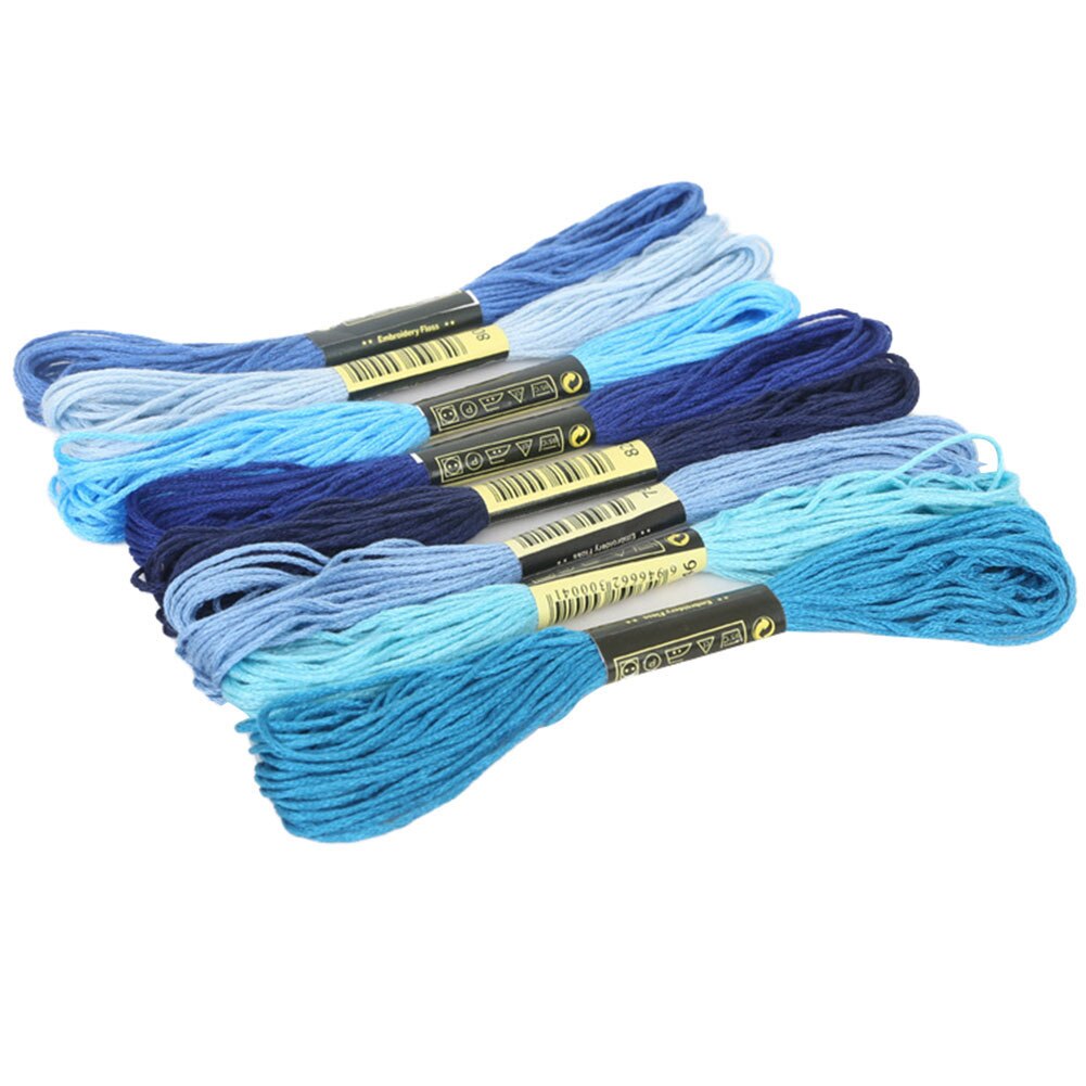 8Pcs 7.5m Cotton Cross Stitch Embroidery Thread Floss DIY Craft Sewing Skeins DIY Sewing Tools: Blue