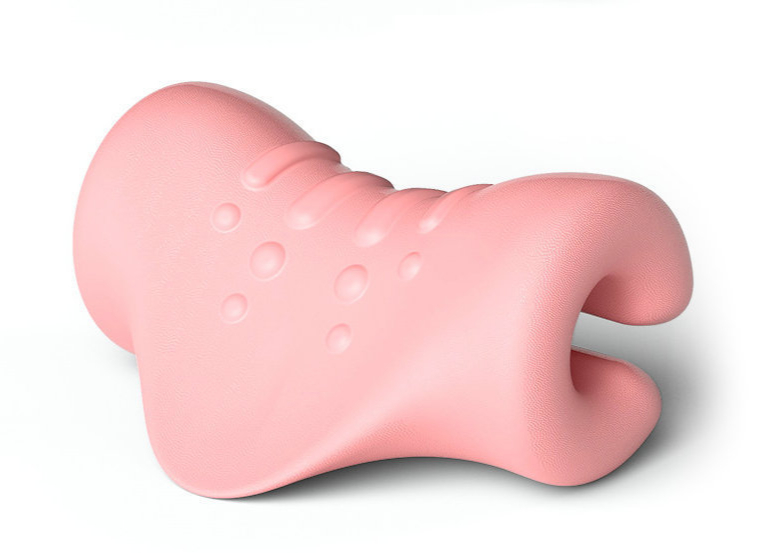 Oreiller relaxant de chiropratique pour le cou et les épaules, dispositif de Traction du cou, soulage la douleur et le Massage de la colonne cervicale: Rose