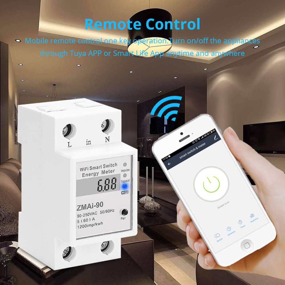 Zemismart WiFi Digital Electric Energy Meter Tuya Smart Life APP Control Smart Home Timer Remote Control