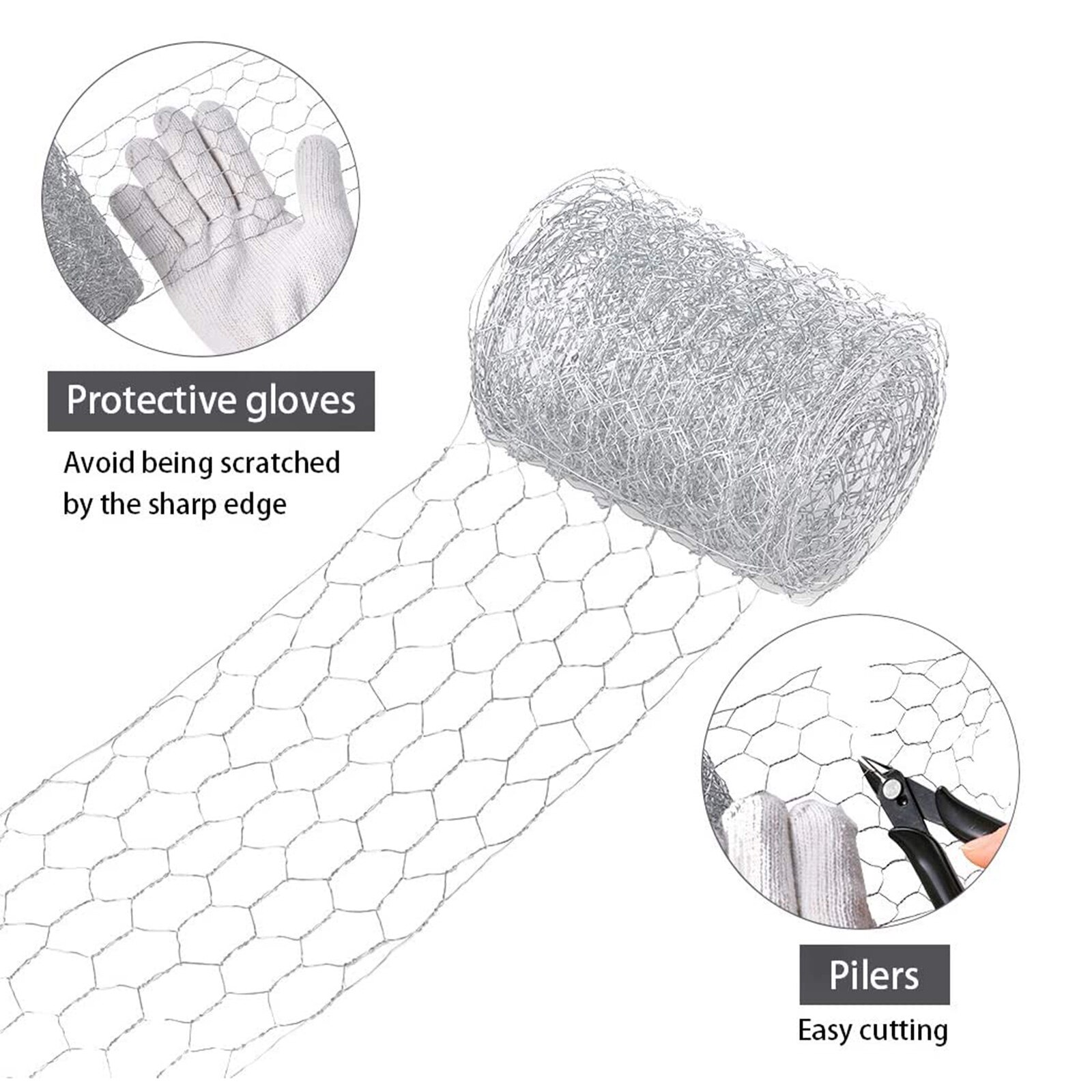 Gegalvaniseerd Gevogelte Mesh Fencing Kip Draad Netto Konijn Netting Kooien 5 Meter Voor Ambachtelijke Projecten, Kippenhok, cutter Guard: 10x500cm