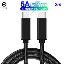 TYPE-C Volledige Functie USB C Kabel (2 m) e-MARK 5A PD 100W USB3.1 Gen2 10Gbps 4K Video Uitgangsvermogen Lijn voor Type-C Computer macBook