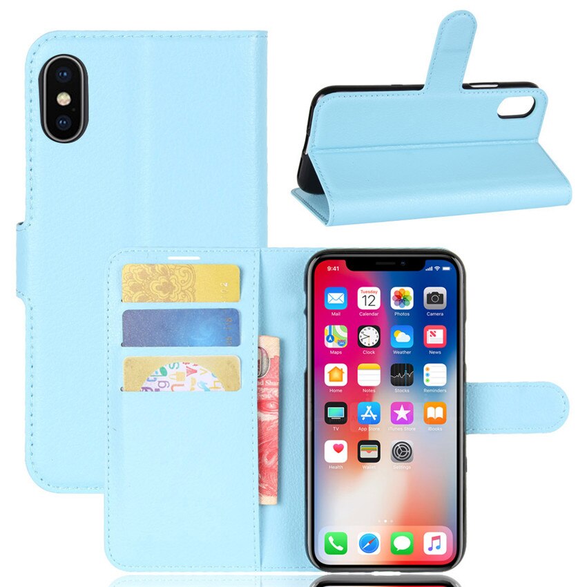 Funda de teléfono para Cubot X19 funda trasera de cuero PU funda de silicona para Cubot X19 cartera bolsa Coque Protector de pantalla para Cubot X19: Blue