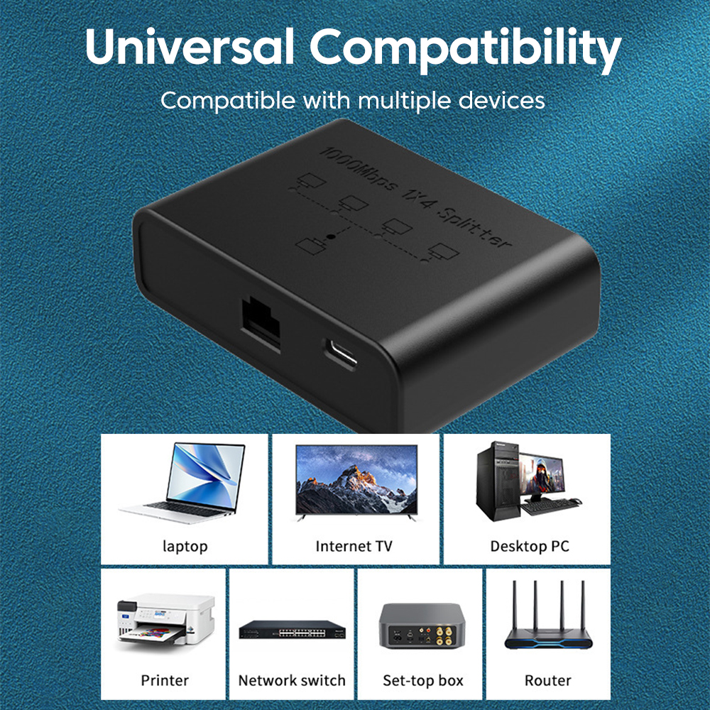 Switch de rede gigabit de 5- portas vikefon, switch ethernet de  rj45 portas para conexão de cabo de rede, divisor de rede, expansor de cabo