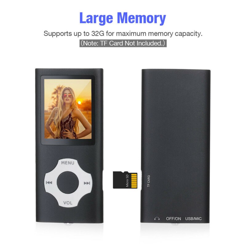 1.8 Inch Mp3 Player 16GB 32GB Music Player With fm Radio Video Player E-book Player MP3 With Micro SD Card hifi MP 3 mp-3