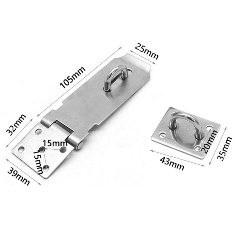 Household Safety Anti theft Door Lock Stainless Steel Hasp Latch And Staple Gate Anti-theft Door Shed Latch Lock For Padlock: 4inch