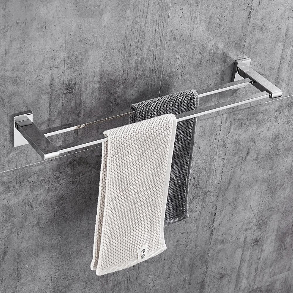 Soporte fijo de acero inoxidable para toallas de baño, barra de toallas de baño, estante de pared, colgador de toallas de un solo gancho, toalleros dobles