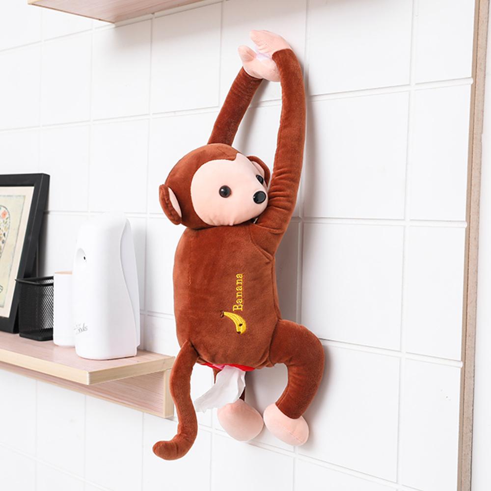 Lovely Portable Monkey Tissue Box Home Office Auto Automobile Car Tissue Box Cover Napkin Paper Holders Cases Car Organization