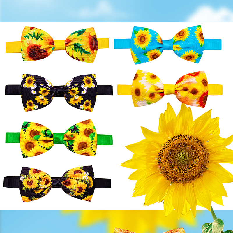 100 sztuk akcesoria dla małych psów muszka dla psa lato słoneczniki akcesoria dla psów psy kot muszki kołnierz krawaty artykuły dla zwierząt