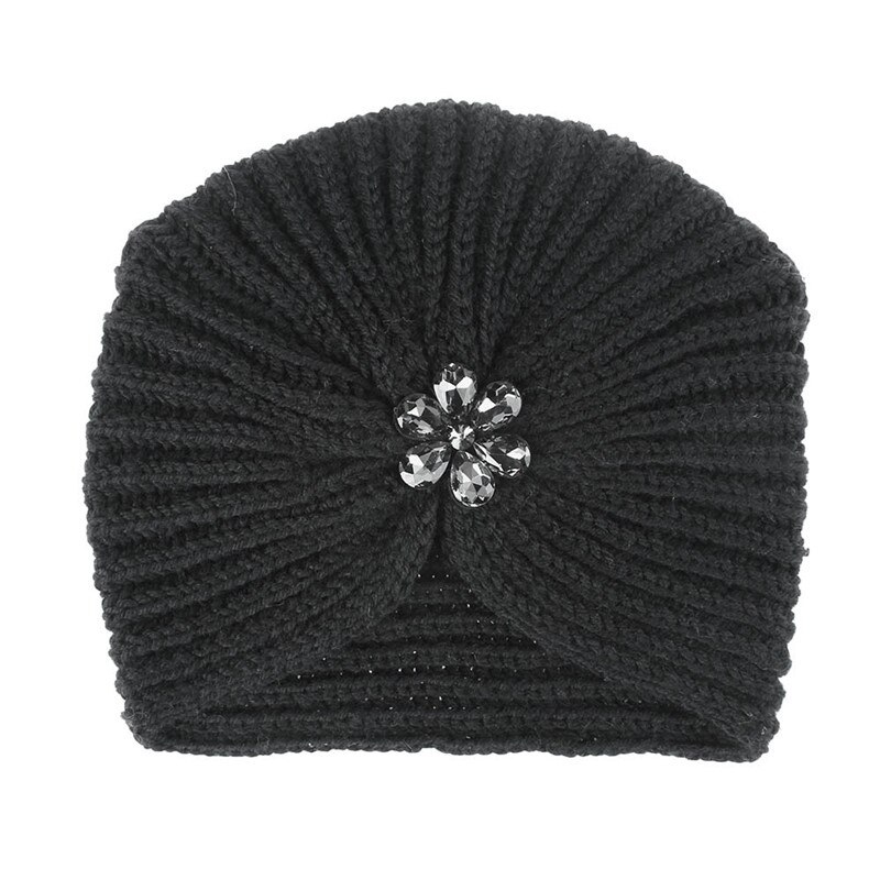Vinter turban kasket til kvinder boheme style uld strik hijab motorhjelm blomst boremaskine muslim hovedbeklædning indre hijab kasketter: 1