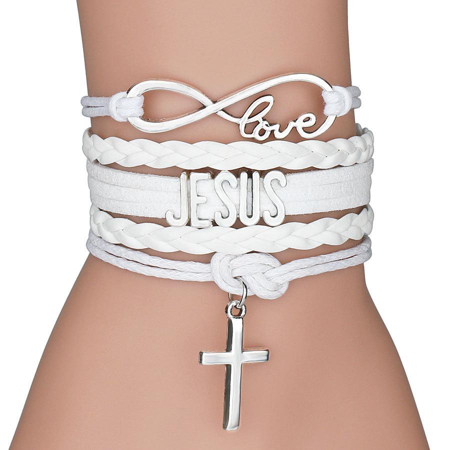 Christian jesus cross charms armbånd & armringe håndlavede multi farve: 3