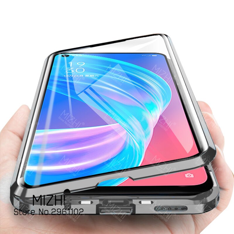 360 Double Sided Glass Case For OPPO A72 5G Magnetic Metal Back Cover For OPPO A72 5G A 72 OPPOA72 phone Coque Fundas: for oppo a70 3g / Silver