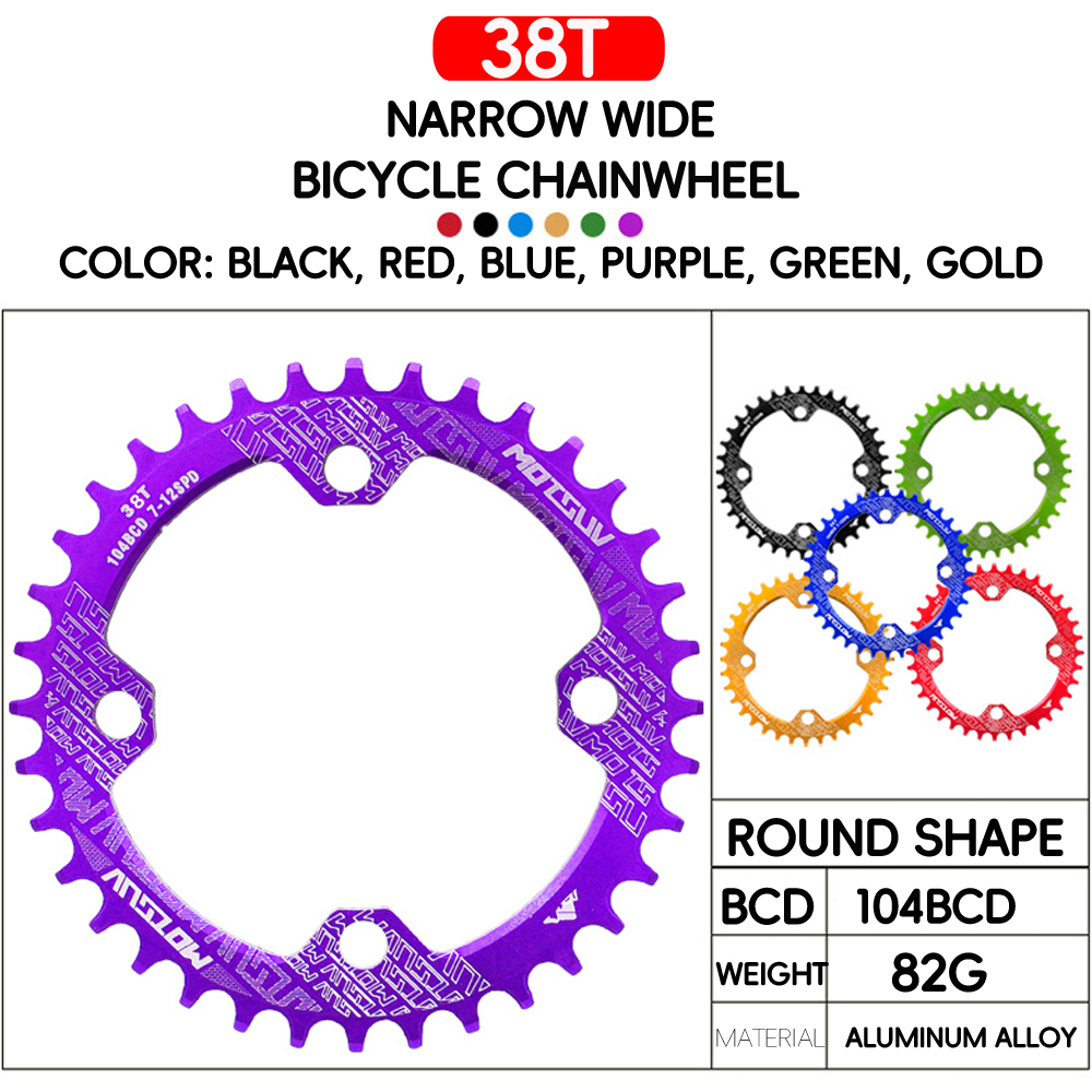 Motsuv Fiets 104BCD Crank Smalle Brede Kettingblad Aluminium Mtb Ronde 32T 34T 36T 38T Fietsen Tand Kettingwiel Onderdelen