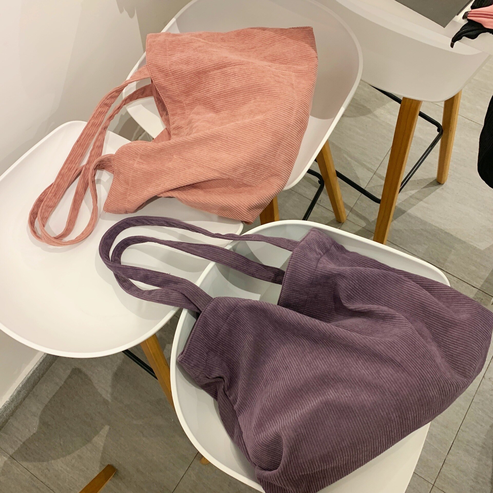 Hylhexyr – grand sac à main en velours côtelé pour femmes, sac à bandoulière de grande capacité, sacs de Shopping pliables et réutilisables, fourre-tout en tissu