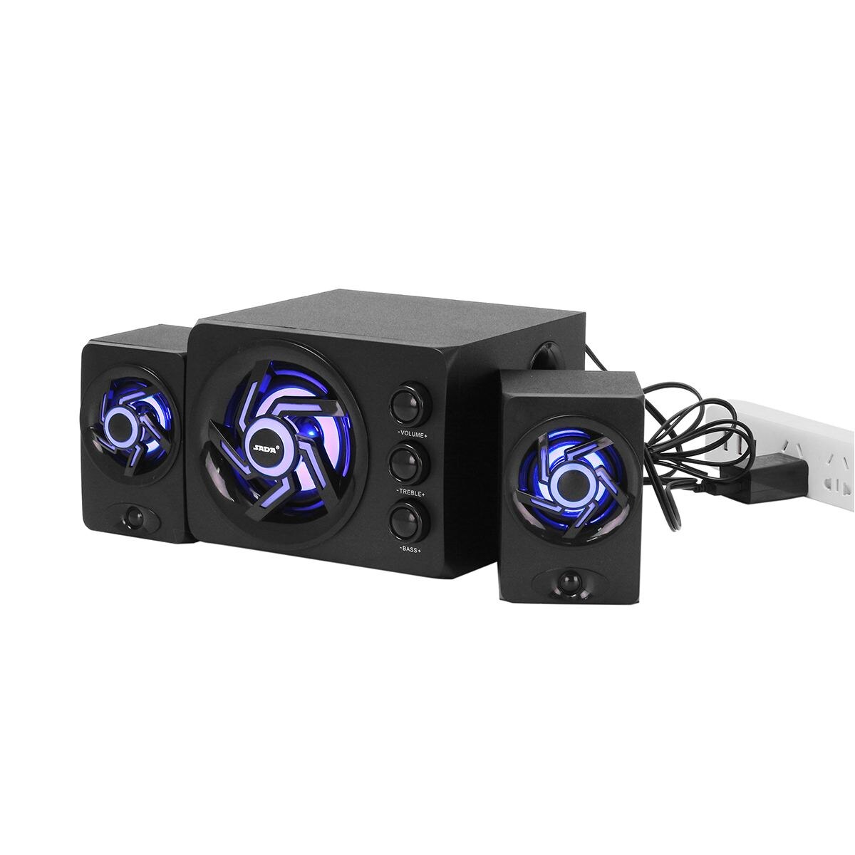 USB Wired Mini Computer Speakers Colorful LED Light Bass 3D Stereo Subwoofer 3.5mm AUX Loundspeaker for Laptop Smartphones: with Colorful Light