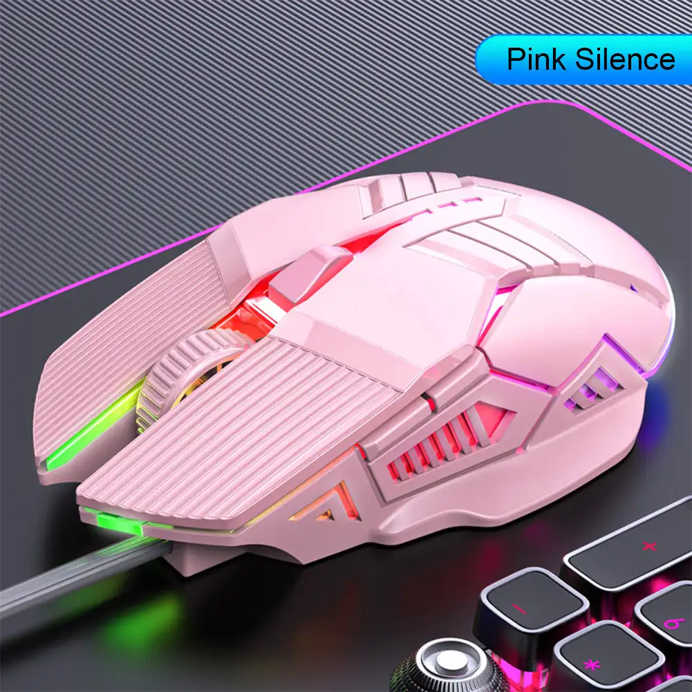 Ergonomisk kablet spillmus usb datamus søle rgb mause gamermus 6- knapps ledet stille mus til pc bærbar pc: Grønn