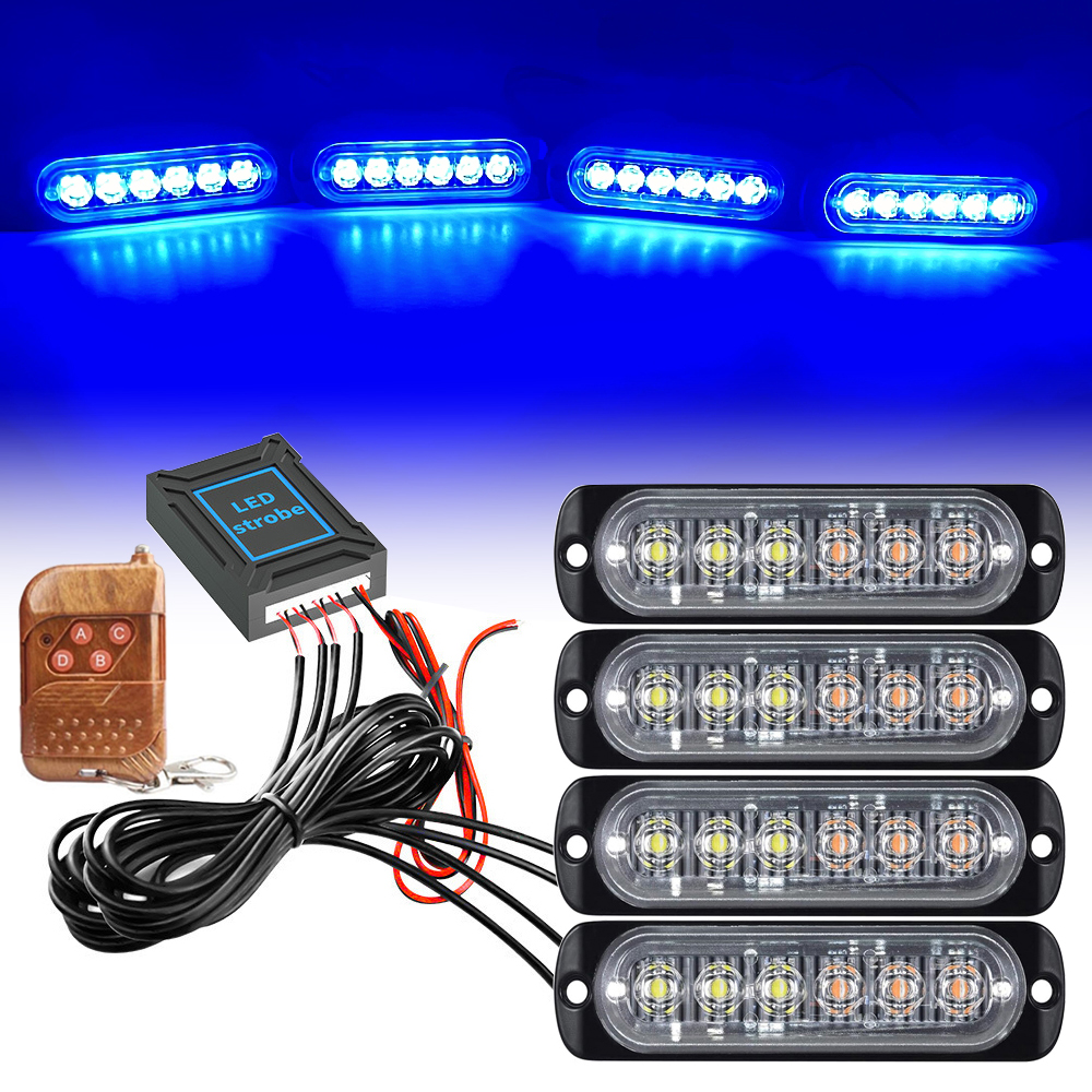 Luz de rejilla delantera para coche, luz estroboscópica de policía ámbar, Control remoto inalámbrico de emergencia, señal de Flash, baliza de bombero, lámpara de advertencia de 12V 24V: Verde