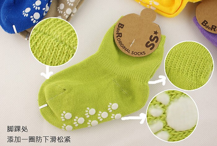 Calcetines de algodón de color caramelo con cabeza cosida a mano de de primavera, dispensación de calcetines de algodón antideslizantes para niños, niños y niñas