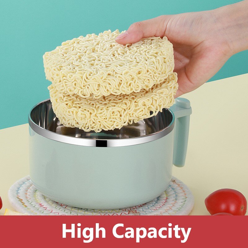 Stainless Steel Instant Noodle Bowl Portable Student Dormitory Household With Sealed Lid Large Capacity Instant Noodle Bowl