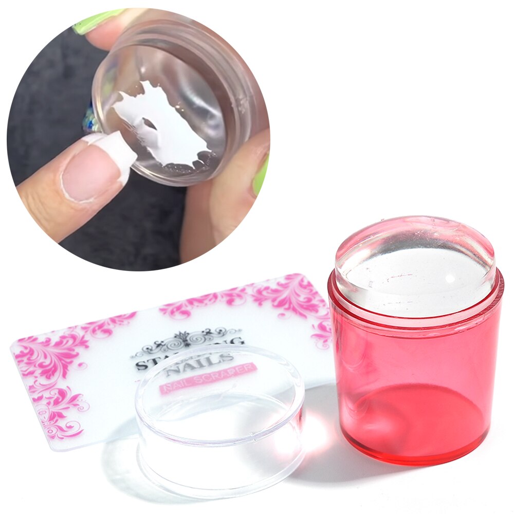Silicone Nail Stamper Soft Jelly Clear Nail Stamp Scraper Set French Stamping Plates Model Manicure Stencils Tools GL1031