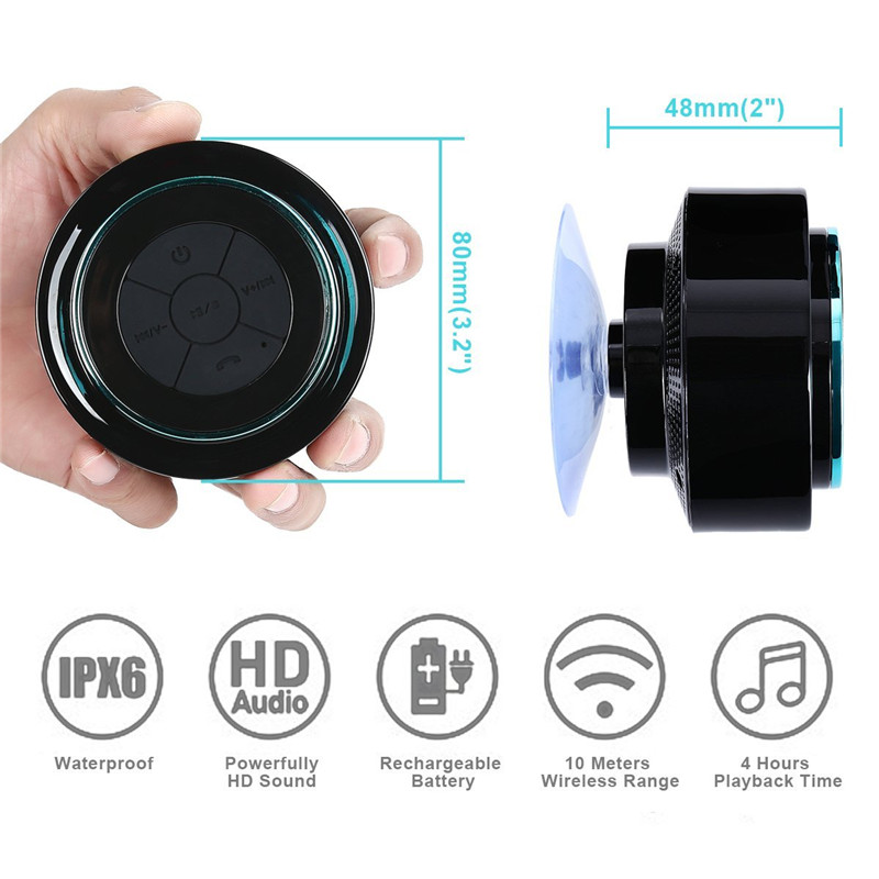 Altavoz estéreo inalámbrico con Bluetooth, dispositivo de audio a prueba de agua para iPhone Xs Max 8 7 Plus, teléfono Xiaomi, portátil, ducha, Radio FM