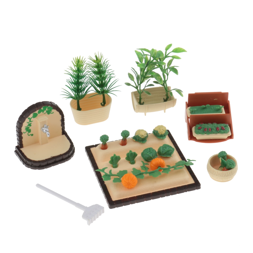 1/12 skala plastgrøntsager planter felt dukkehus miniature haveindretning