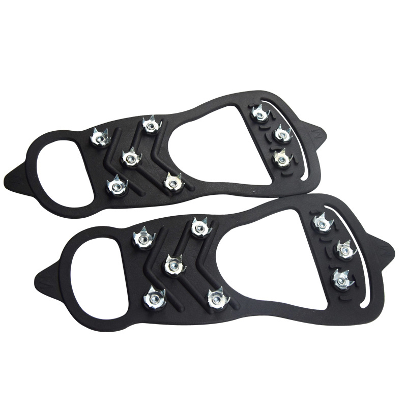1 par escalada crampones hielo puños 8 pendientes Anti-Skid hielo nieve calzado para acampar picos agarres para hielo zapatos para caminar al aire libre Accesorios: black L