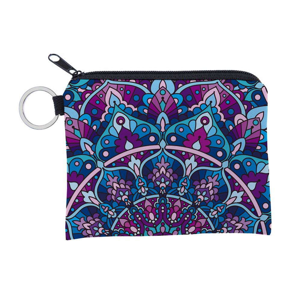 3D Printed Waterproof Mandala Mini Square Coin Purse Wallet Women Purse Porte Monnaie Bolsa Feminina Zipper Pouch Girl Key Bags: 5