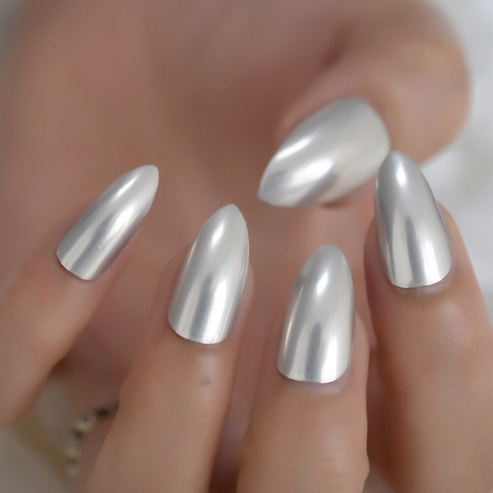 Faux ongles style français, , Beige, naturel, mi-stiletto, or, ligne de sourire, pointes de manucure conçues: L5219