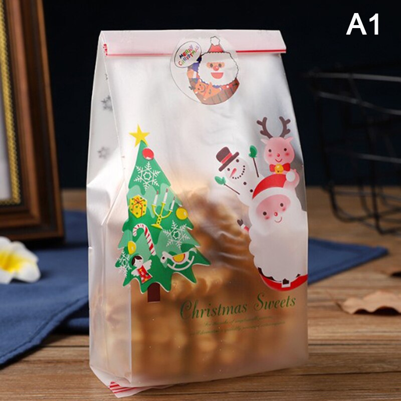 50pcs Santa Merry Christmas Sack Plastic Packing Bag Presents for Christmas: Style A1