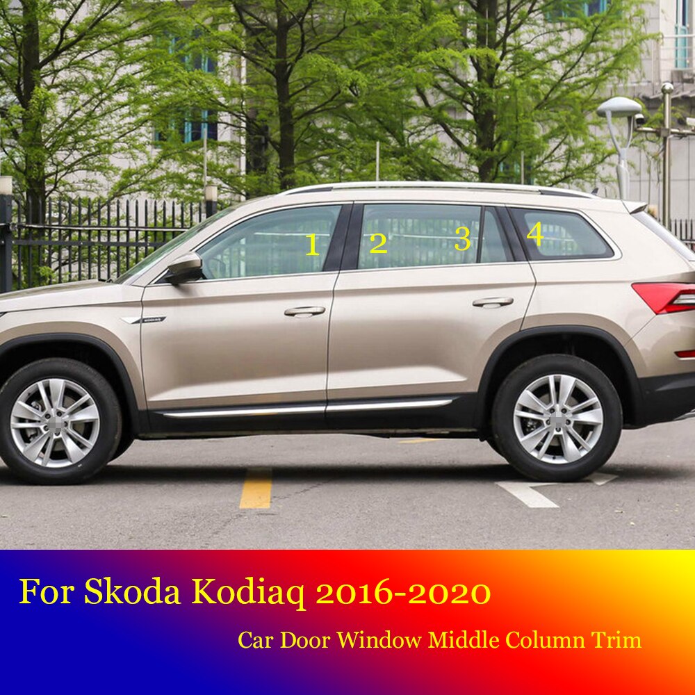 For Skoda Kodiaq Car B C Pillar Middle Central Column PC Carbon Window Trim Decoration Strip Protection Sticker