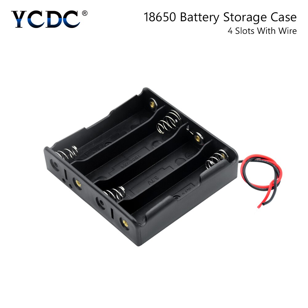 Houder Leads Batterij Storage Box Case Met 1X2X3X4X18650 Batterij Case Houder 3.7V Plastic Opbergdoos Met Wire Lead: 4Pcs