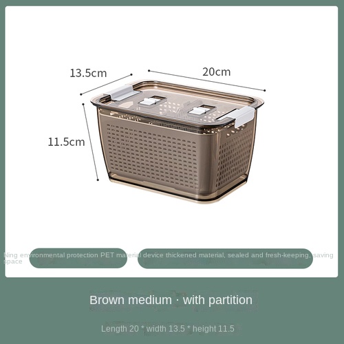 Fridge Storage Box Refrigerator Fresh Vegetable Fruit Boxes Drain Basket Storage Containers With Lid Kitchen Tools Organizer: Blue