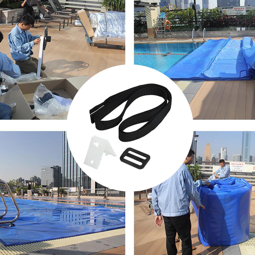 Rouleau de pare-soleil de piscine 24 PC avec ceinture de couverture solaire Kit pour piscine au sol accessoires de piscine