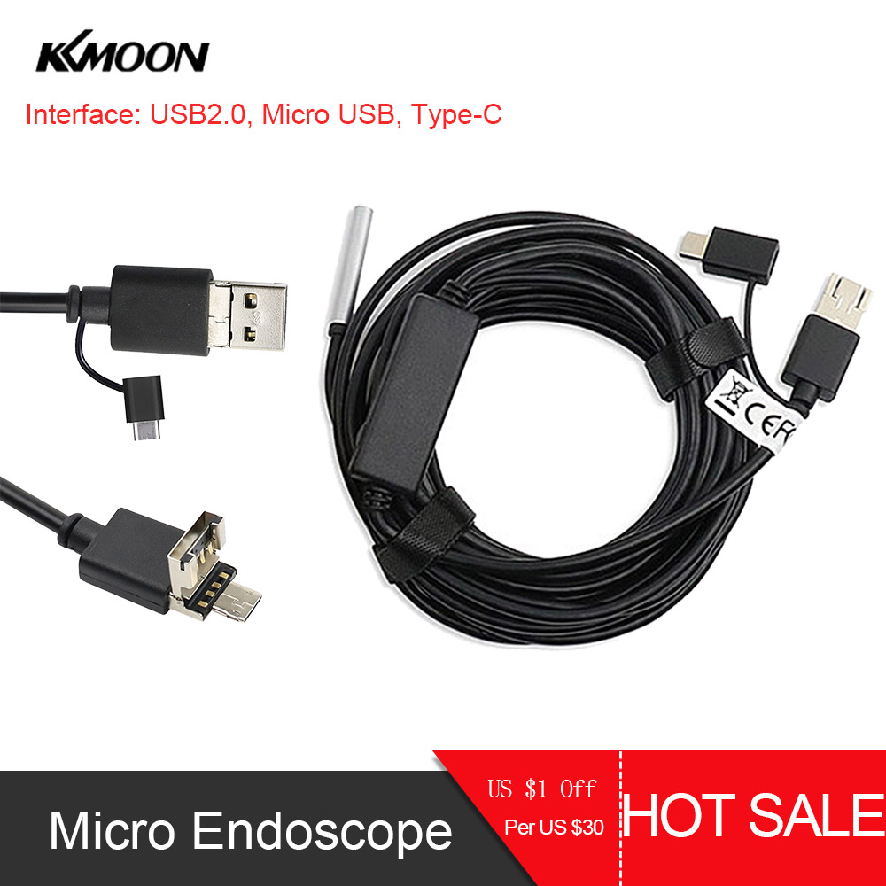 USB2.0 Micro Usb Type-C Endoscoop Inspectie Borescope Camera Hd 5.5 Mm 6 Verstelbare Led Verlichting Met 20M kabel IP67 Waterdicht